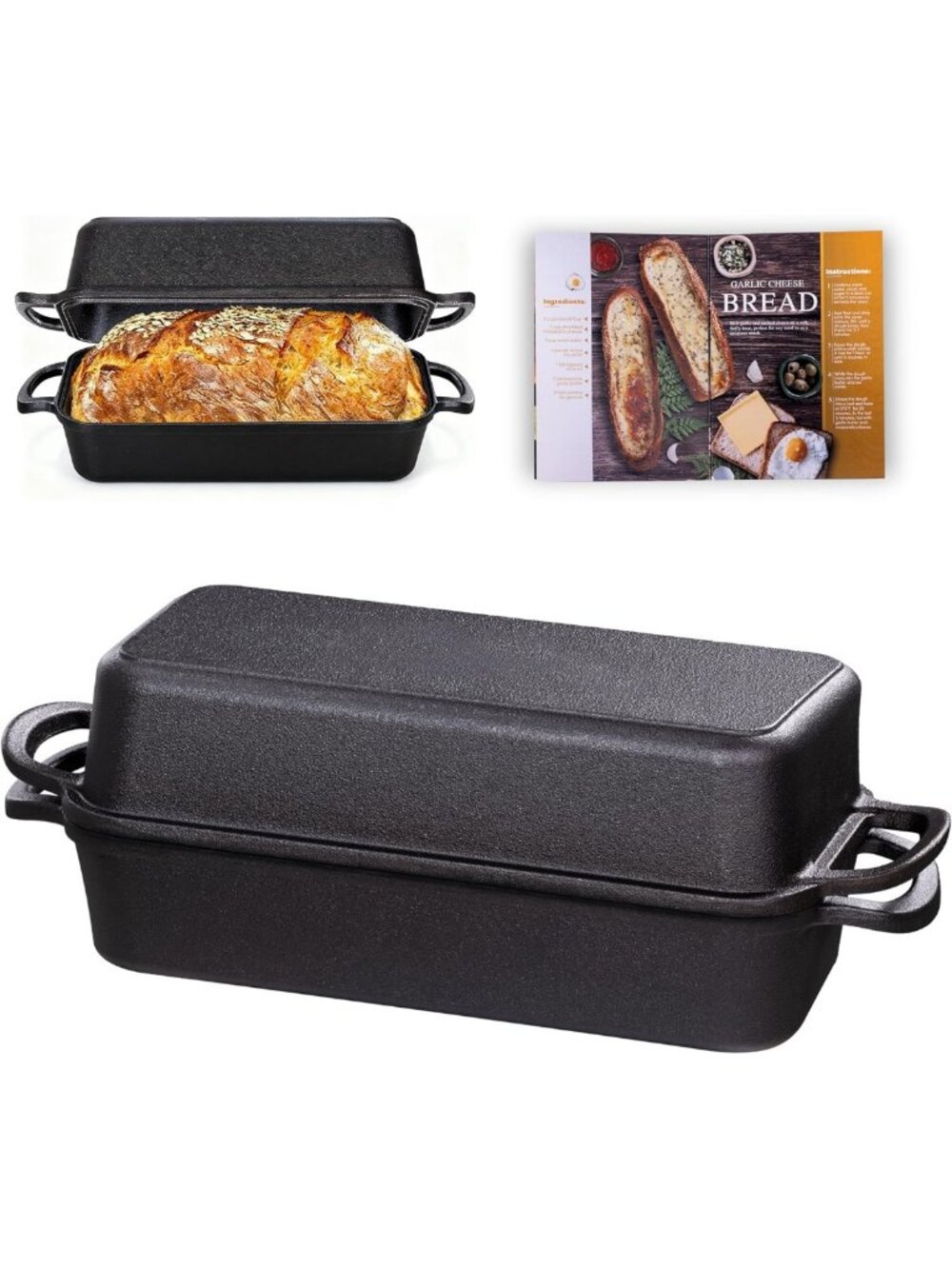 11x5 Inch Cast Iron Loaf Pan with Lid - Perfect for Sourdough & Artisan Bread
